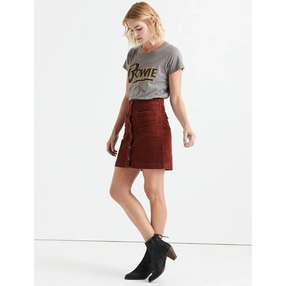Lucky Brand Women's A Line Cotton Corduroy Button Front Mini Skirt Size 0